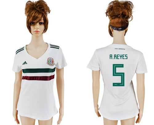 Women's Mexico #5 A.Reyes Away Soccer Country Jersey - Click Image to Close